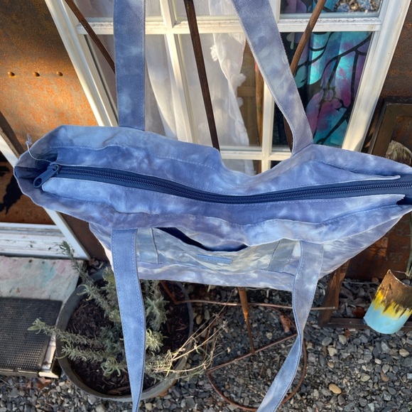 Pink Tie-Dye Blue & White Tote Bag - Picture 3 of 6